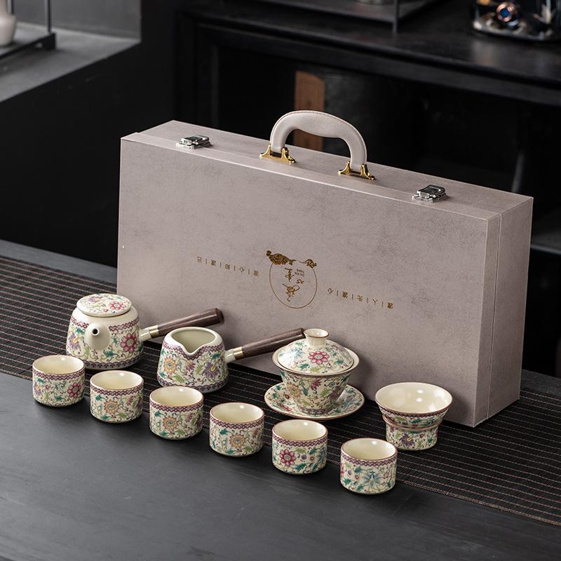 

Высококлассный чайный сервиз Хуан Жу Кунг-фу, бытовой открытый фильм может поднимать чайник, подарочная чайная чашка, бизнес-памятный подарок