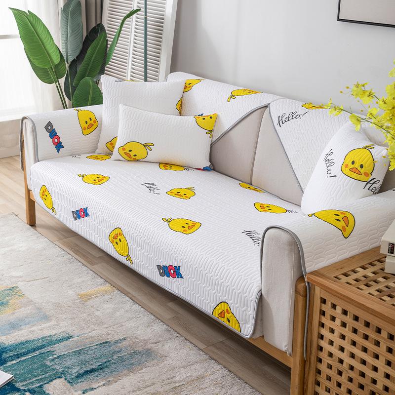 Summer Sofa Cushion Non-Slip Ice Silk Latex Sofa Cushion Suit Cartoon Full Set Mat Sofa Towel Cover Cloth