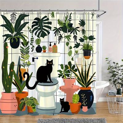 Elegant Modern Cactus Garden Waterproof Shower Curtain – Perfect for Adding a Fresh and Stylish Touch To Your Bathroom Decor