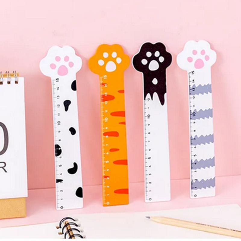 1pc Cute Cat Paw Straight Rulers Kawaii School Office Supplies Planner Accessories Student