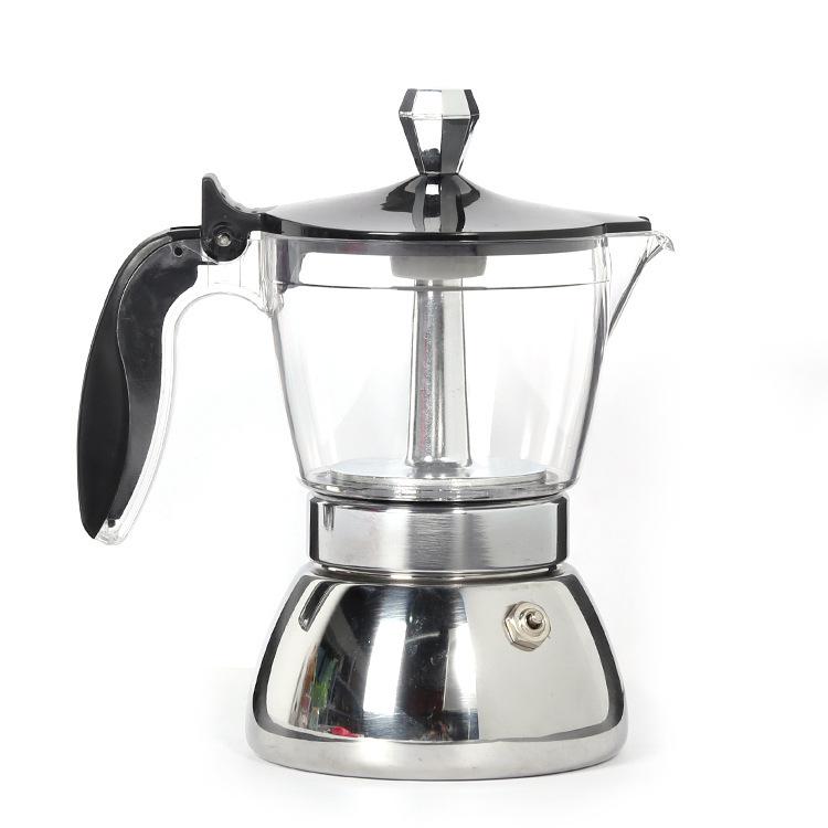 

Clear Moka Coffee Maker with Hand Grinder and Filter Transparent Pot No. 4 - 200ML
