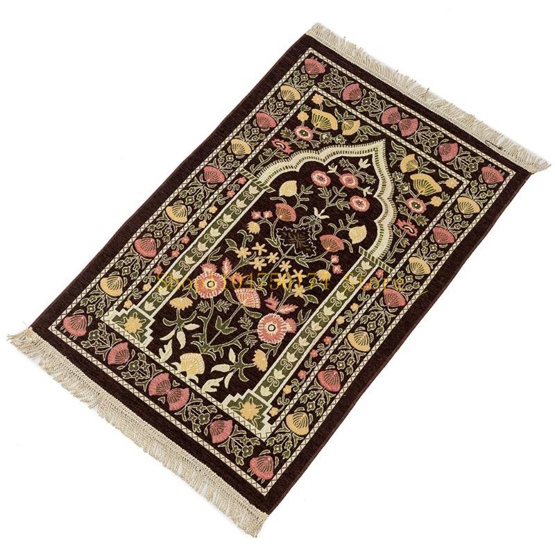 Muslim Prayer Rug Thick Islamic Chenille Praying Mat Floral Woven Tassel Blanket Top Sale