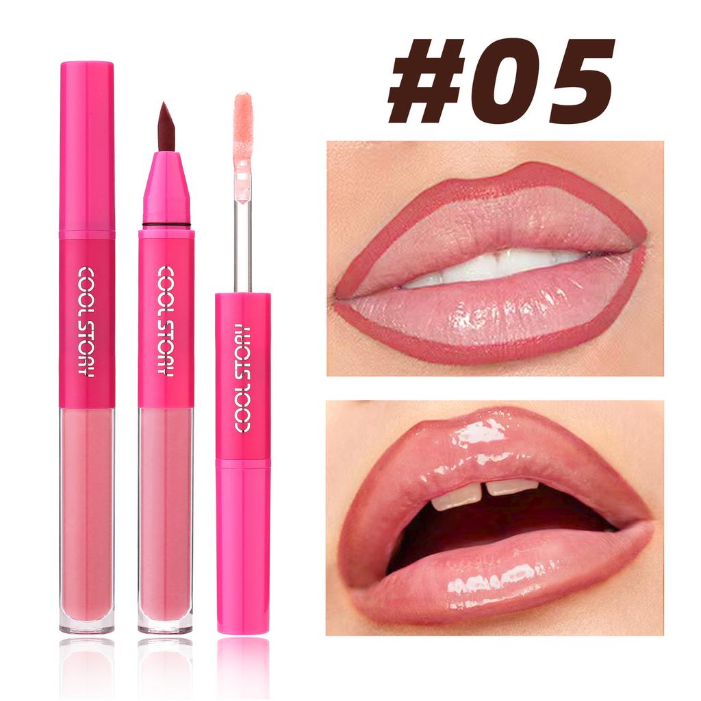 Waterproof Lip Liner & Glaze Combo Smooth Moisturizing Plumping Stain Liquid Lipstick Natural Outline Lips Contour Makeup