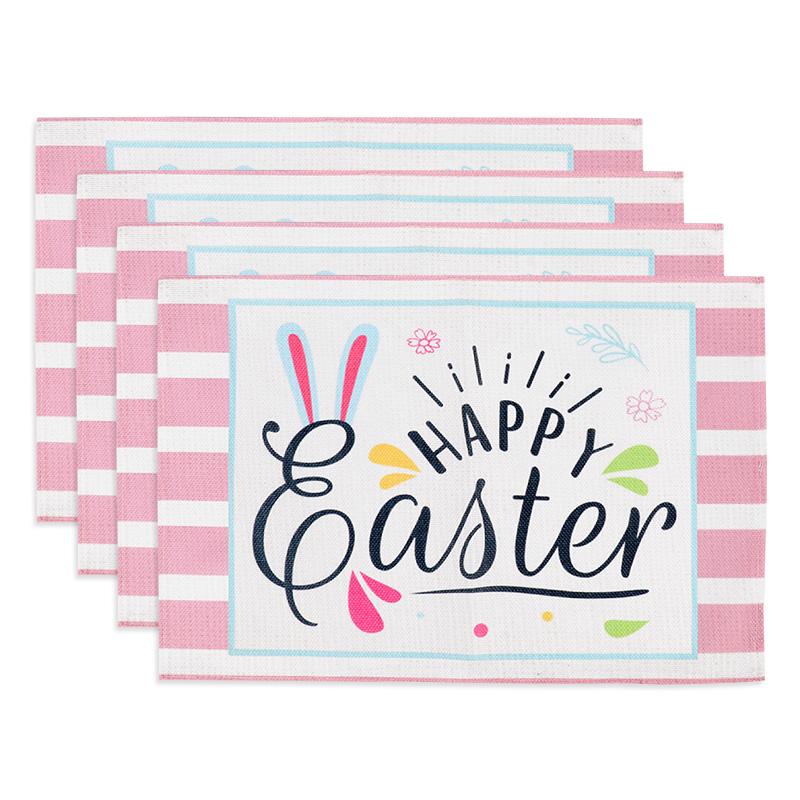 Easter Linen Placemat Cute Rabbit Dining Table Mat Happy Easter Party Decoration Spring Home Kitchen Table Decor Supplies 2025