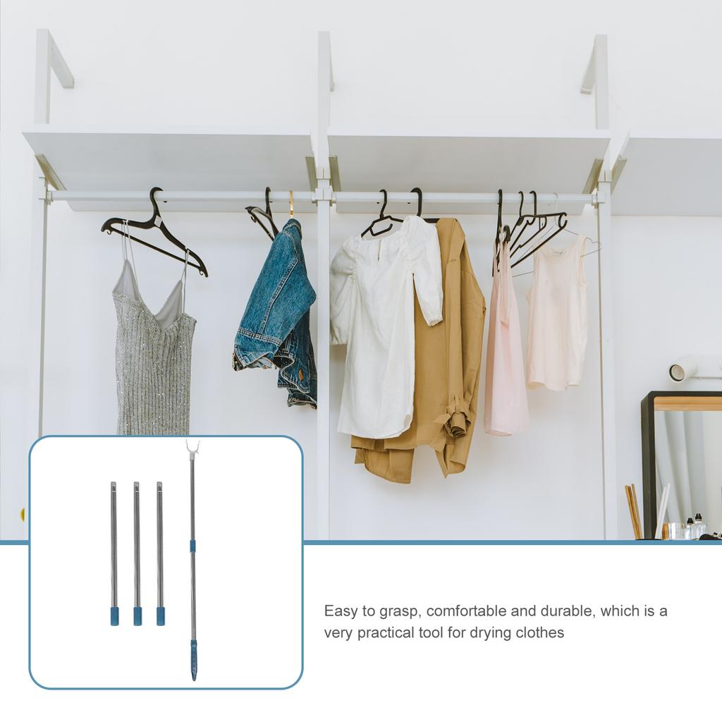 Clothes Rail Adjustable Pole Reaching Rod Clothesline Stainless Steel Retractable Poles Plastic Drying
