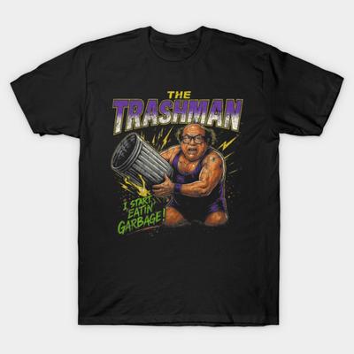 Asian Size Cotton Unisex Tshirt Print T-shirt The Trashman Vintage Wrestling T-shirt No-Cut Print Regular Fit