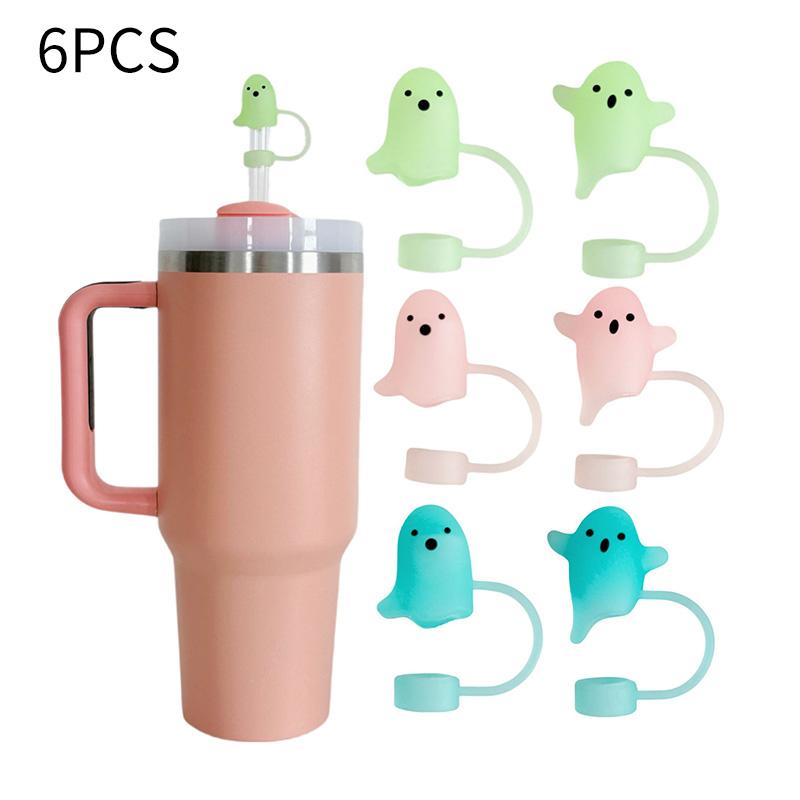 Silicone Ghost Dust Cap for Stanley Halloween Theme Dust-Proof Straw Protector Reusable Straw Cover Water Cup Tumbler Accessory