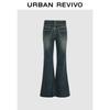 UR Women's Washed Raw Hem Flare Jeans