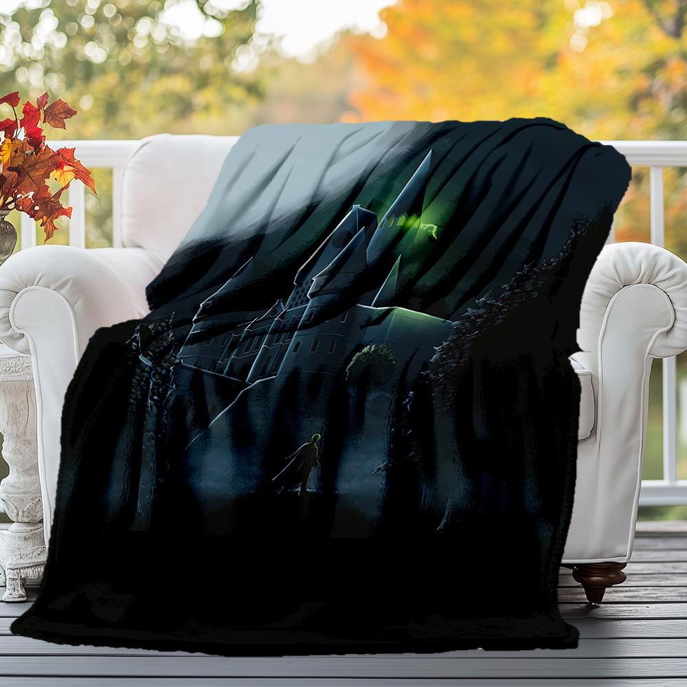 1pc castle night wizard Outdoor Flannel Throw Blanket All Season Soft Warmth,Home Decor 1031156