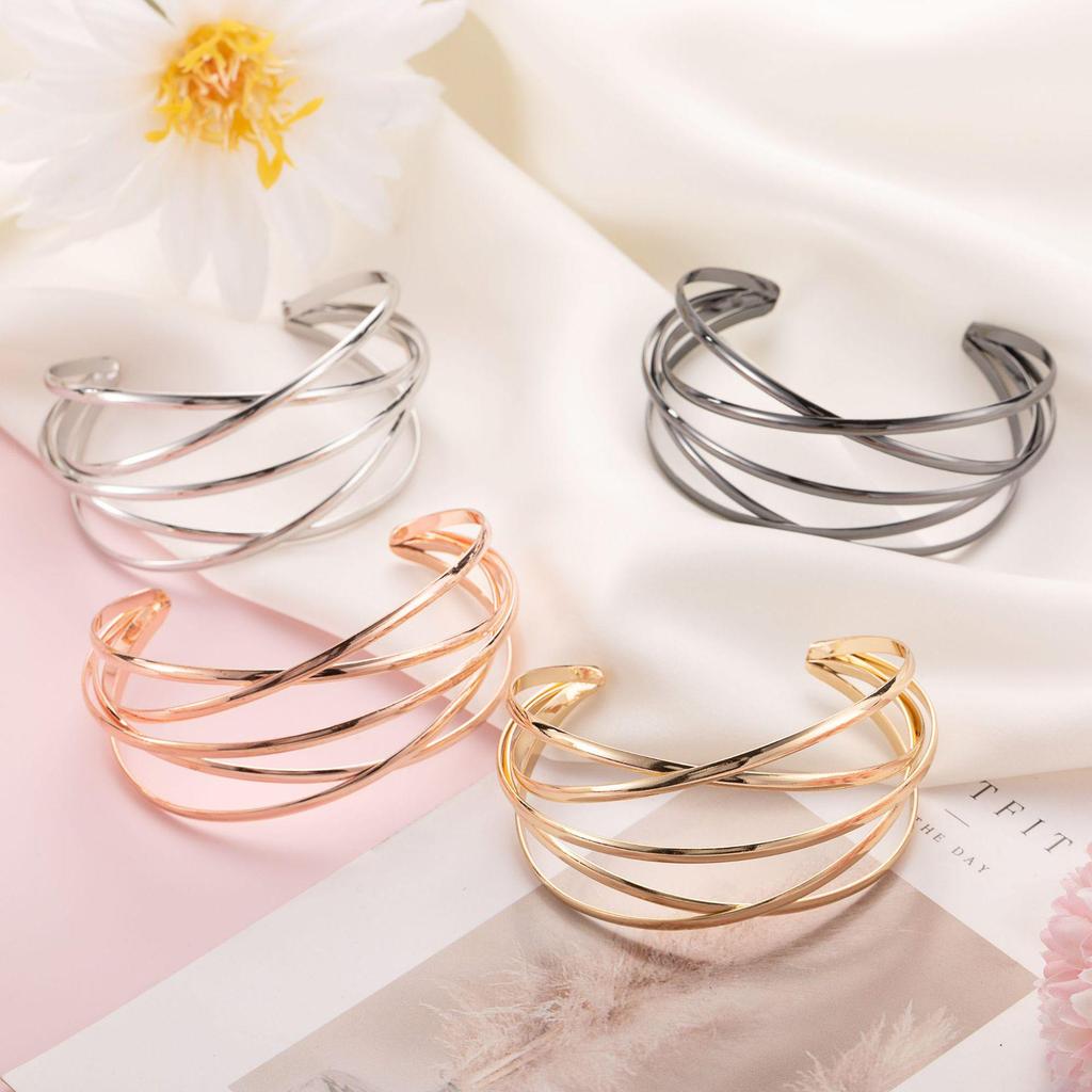 European and American Punk Exaggerated Double-Layer Glossy Metal Snake Arm Bracelet