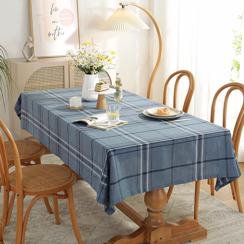 

Green Plaid Linen Tablecloth Modern Simple Dining Table Cover Coffee Table Cloth 90*90cm