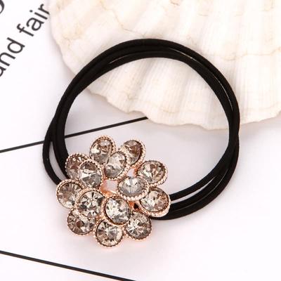 Simple Flower Rhinestone Ponytail Hair Accessories Hair Band Head Rope Rubber Band