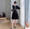 French Style Slim Fit Waist-Cinching Knitted Dress for Women, Autumn/Winter, Long-Sleeved, Korean Elegance