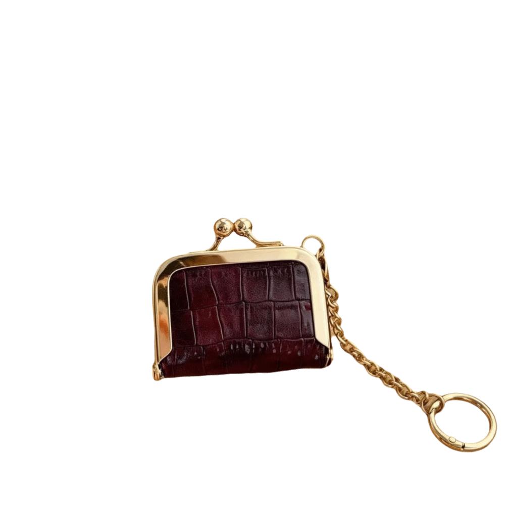 Portable Kiss Lock Coin Purse PU Leather Keychain Change Wallet Valentine's Day
