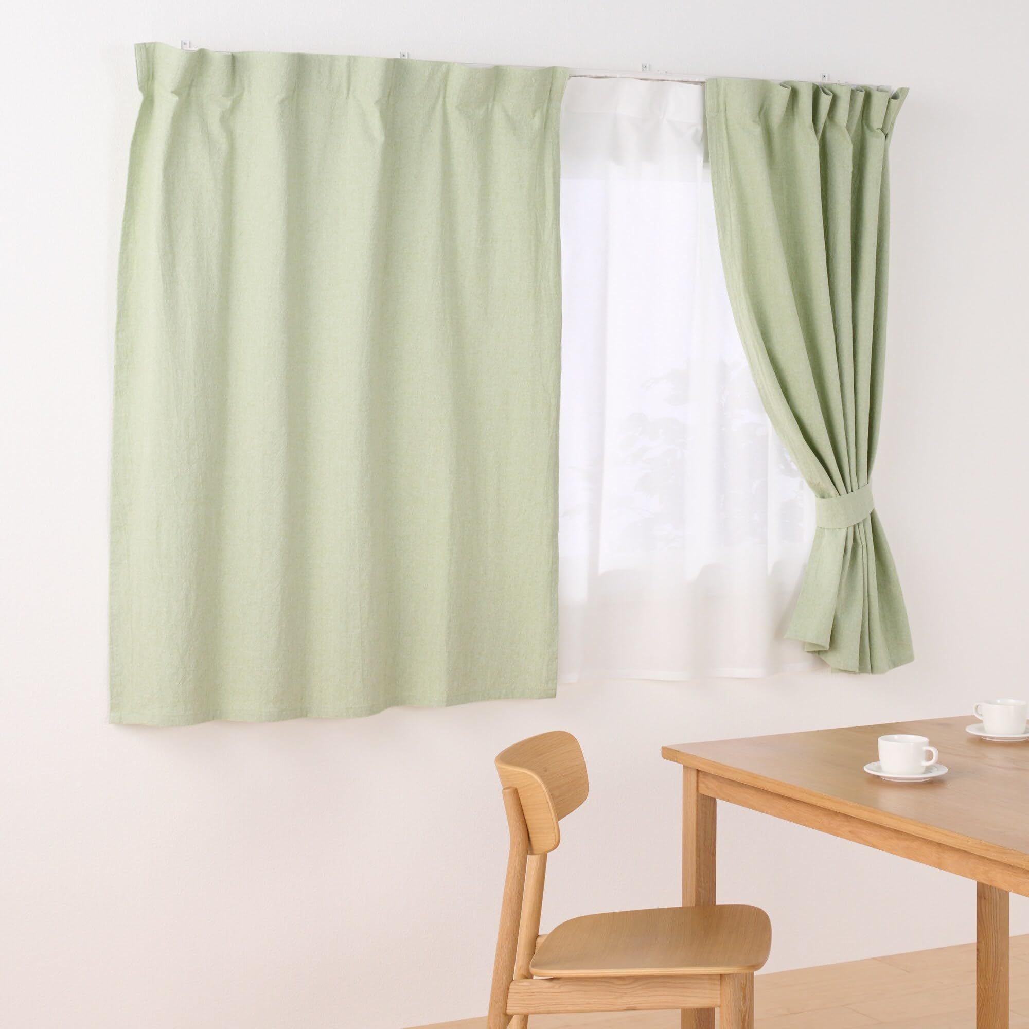 

MUJI Washed Cotton Plain Weave Curtains Width 100 x Length 105 Green 84759499 Non-Pleated cm, зелёный