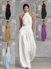 Elegant Backless Halter Sleeveless Wide-Leg Women's Jumpsuit - Summer 2026 Collection, Europe