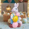 Easter Resin Rabbit Figurine with Egg Simulation Bunny Figurines Spring Farmhouse Home Garden Decorations Animal Sculpture