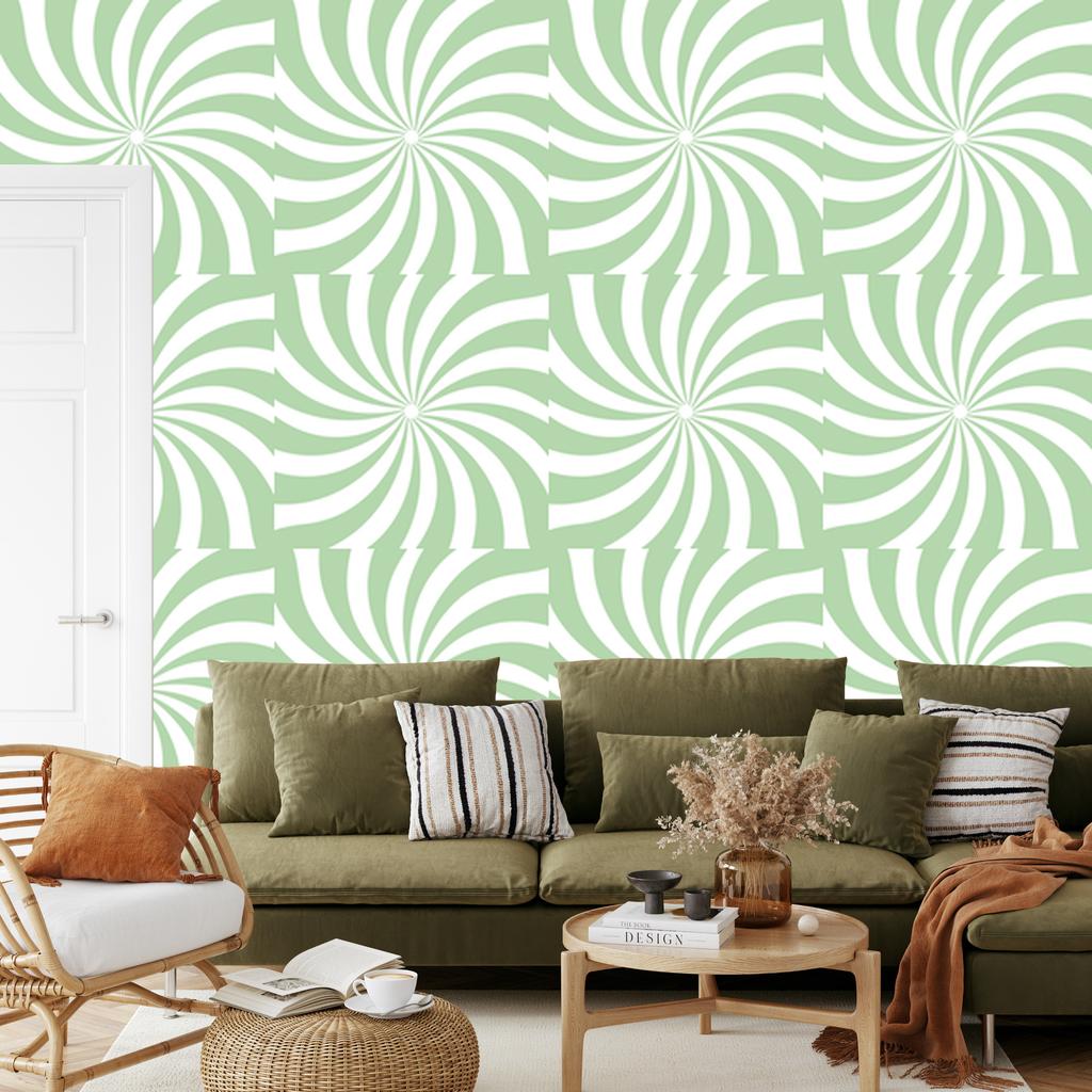 Hippie wallpaper background white and mint for living room and bedroom 50x1000