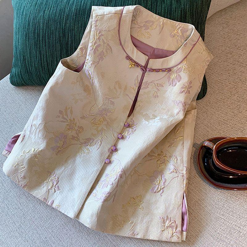 

Жилет Жилет Жаккардовый Топ без рукавов Жилет Дисковая пряжка Высококлассный Жилет Женский XL [recommended 112-62.5 kg]