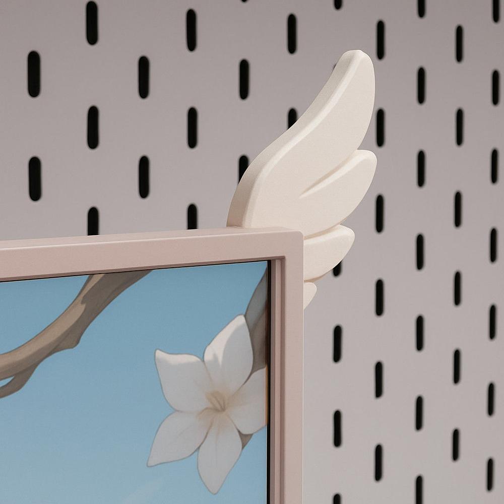 

A Pair 3D Printing Cute Decorative Ornaments E-sports Room Pink Wings Monitor Decorative Ornaments Creative Gifts for Friends белый