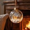Christmas Theme Decorations Ball Ornament with LED Lights, Snow Scene Acrylic Clear Decor Decor, Shatterproof Xmas Tree Hanging Sphere Holiday