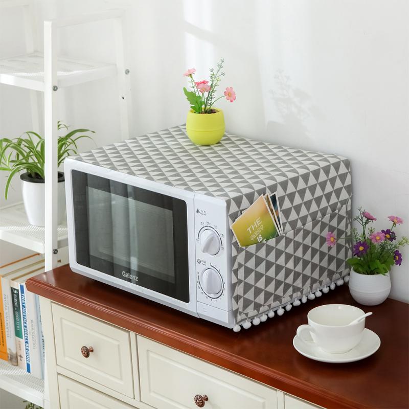 Universal Cotton Linen Dust Cover with Storage Bag for Kitchen Microwave Oven