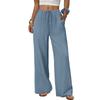 New summer casual women’s drawstring, loose-fitting, slimming, plain-coloured wide-leg trousers
