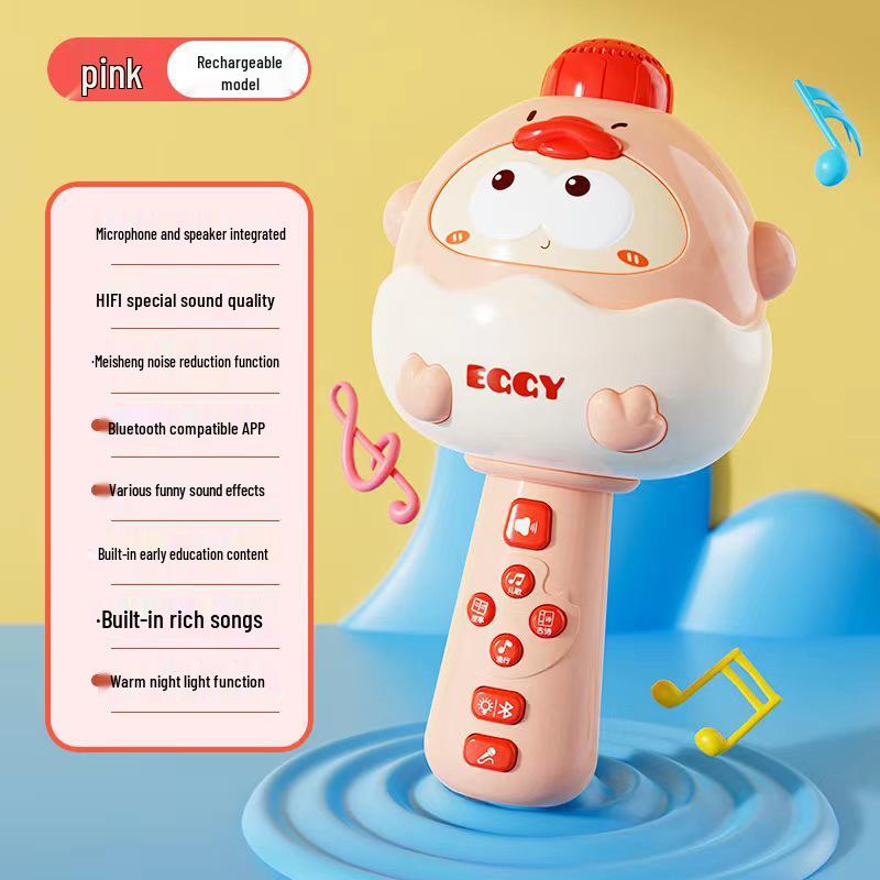 Bluetooth Kids Karaoke Microphone - Cute Duck Design, Wireless Speaker, Early Education Toy for Singing