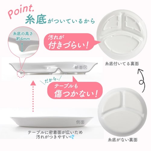 22cm Three-Compartment Lunch Plate by Maruku Paju (Official) - Water-Resistant, Shatter-Resistant, Suitable for Children, Dishwasher and Microwave Saf