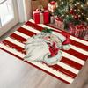 Vintage Santa Claus Doormat Red White Striped Print Floor Mat Retro Winking Santa Portrait Holiday Entrance Decor Rug