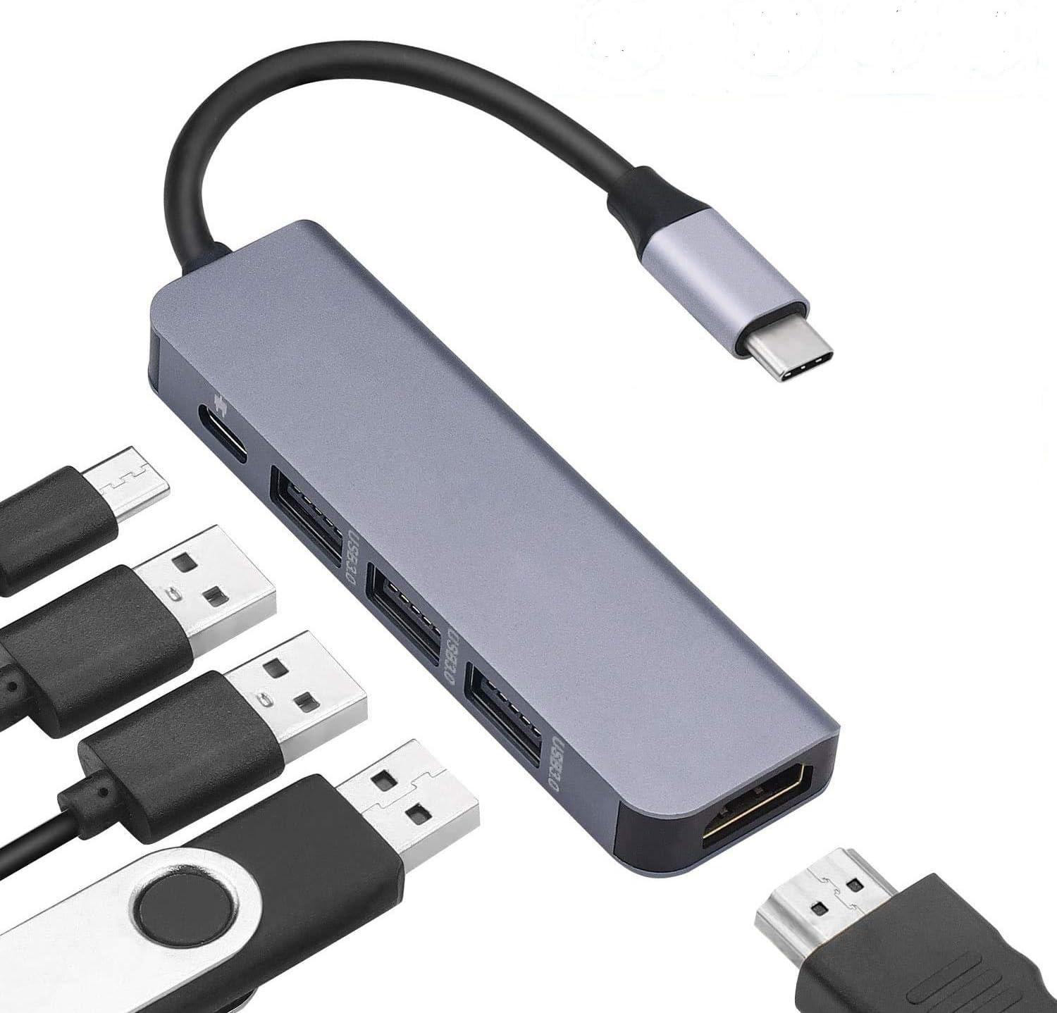 

Док-станция USB-C 8-в-1: HDMI, сетевой конвертер 100M, концентратор, разветвитель и кардридер 5in1 USB*3