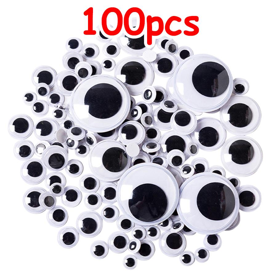 100pcs 0.8-1.5cm Doll DIY Activity Eyes Black/Color Handmade Decoration Eyes & Adhesive Backing Handmade Material Accessories