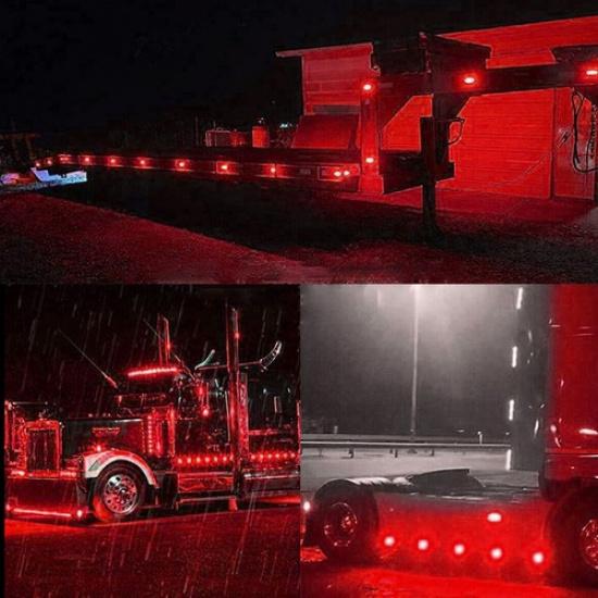 4pcs 6-LED Side Marker Red Lights Clearance Light Truck Trailer RV Waterproof US