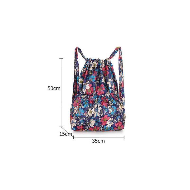 WTEMPO Printed Beach Casual Nylon Drawstring Backpacks Women's Four Seasons Outdoor Sports Bags Mommy Bags Large Capacity Lightweight Travel Backpacks