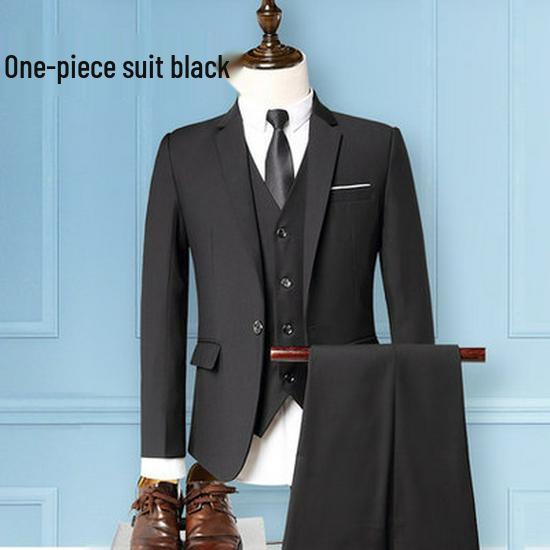 Men's Korean Style Business Suit: Three-Piece Trendy Casual Groomsmen Outfit