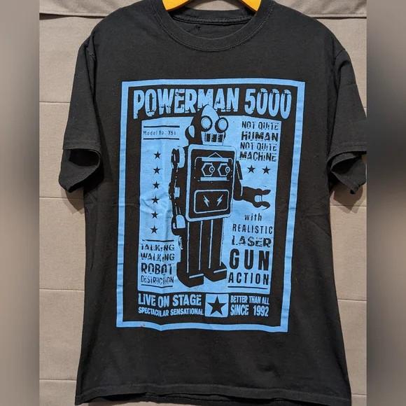 Винтажная черная футболка с коротким рукавом Powerman 500 Tour, все размеры OB1001, унисекс XXL