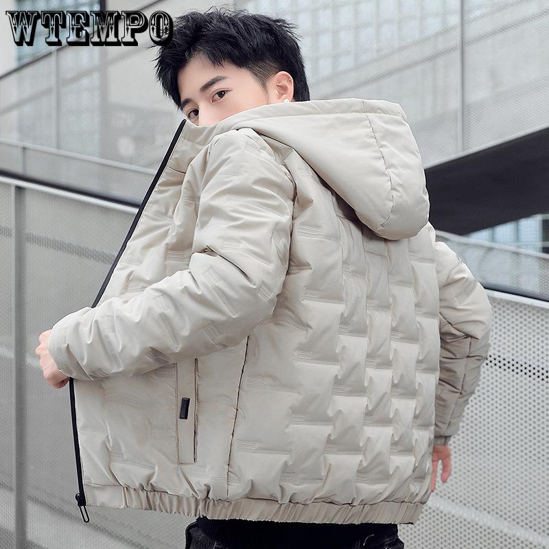 Down Cotton-padded Jacket Men's Winter Coat Thickened Warm Cotton-padded Jacket Short Fitted Hooded Men's Parka Jacket
