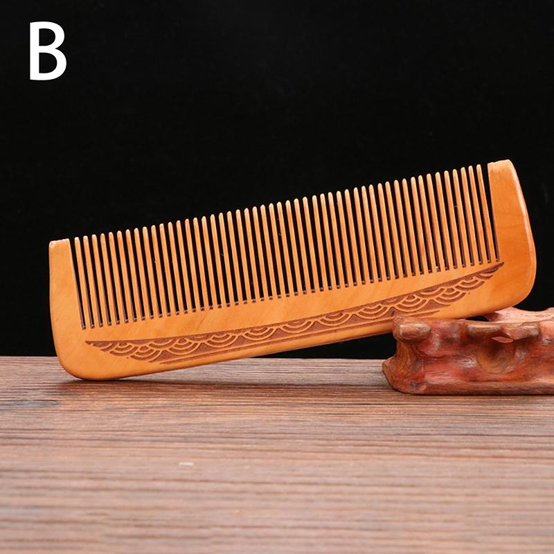 2-Pack Natural Peach Wood Combs - Wide Tooth, Anti-Static, Scalp Massage Comb For All Hair Types
