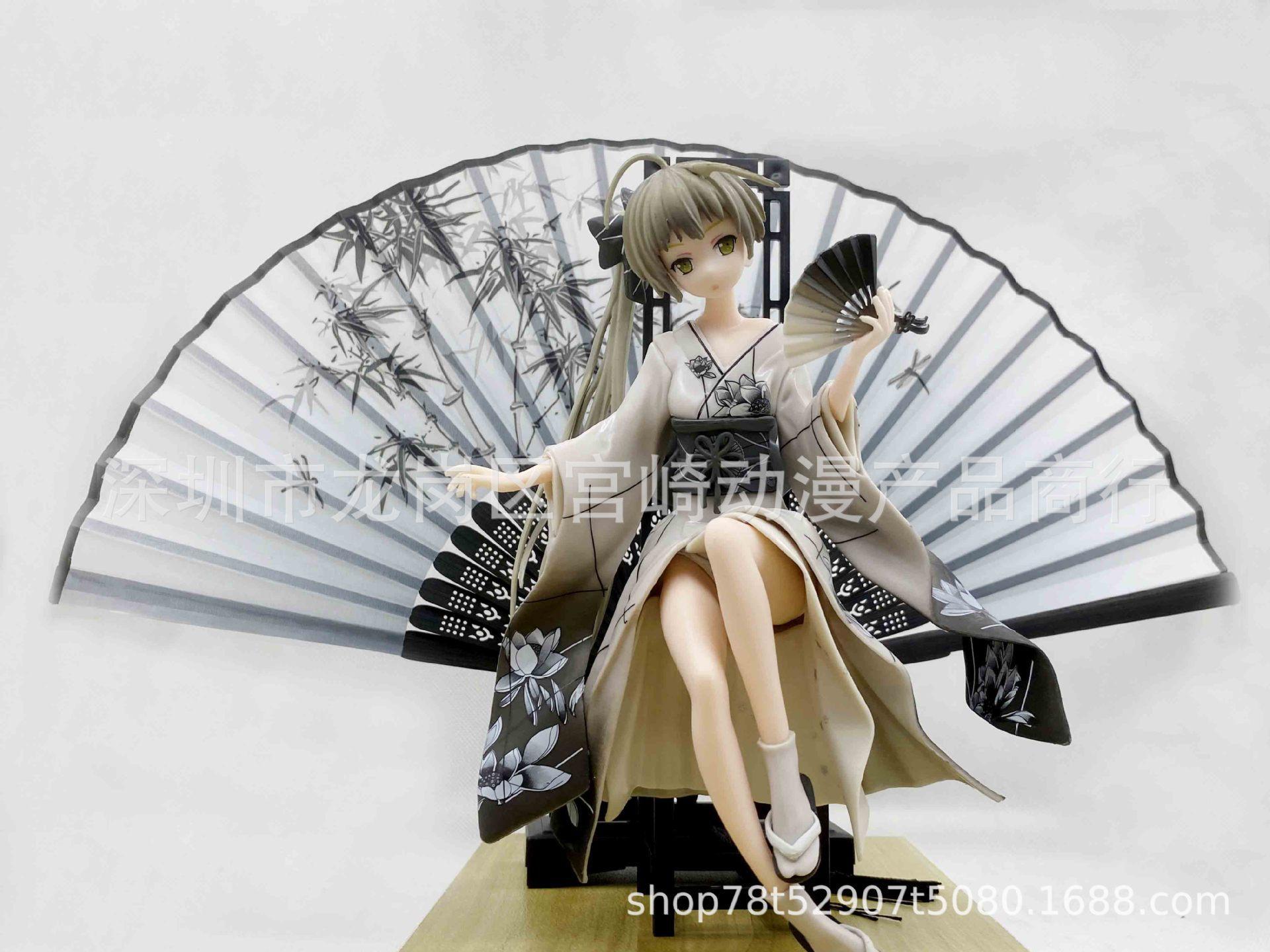 

Yosuga No Sora Kasugano Sora Animation Figure Kimono Design With Folding Fan Tabletop Collector-Worthy Decoration For Animation Otaku Plaything белый
