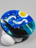 New World Famous Paintings The Starry Night Acrylic Brooch Round Circle Iridescent Brooches Pins for Women Clothing Accessories