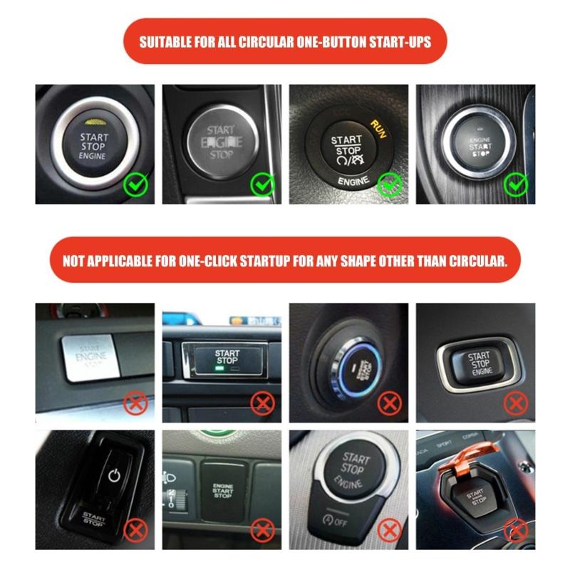 Metal 3D Steering Wheel Pattern Push Start Button Cover For Cars With 3 Color Option Universal Fit Easy Installation