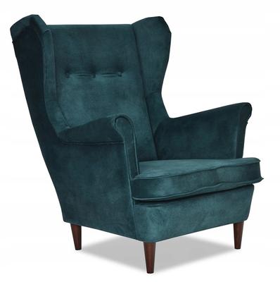 ARI Scandinavian Wing Chair In Dark Green Suede