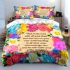 Floral Scripture Art For Inspiration Kid'S And Adults' Bedroom Decor, Exquisite Three-Piece Bedding Set Gift