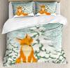 Set Copripiumino Volpe Pelosa Stampa Animale Selvatico Inverno Freddo, Set Biancheria da Letto Decorativo 3 Pezzi con 2 Federe, Dimensioni Singolo Matrimoniale King