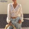 Women's Fashion Casual Spring Autumn Solid Color Print Long Sleeve V-Neck Blouses & Shirts