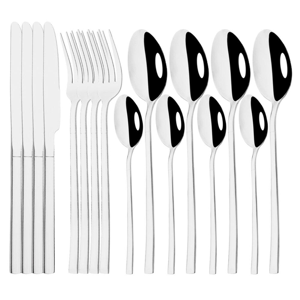 Family Dinnerware Set Stainless Steel Set Knife Fork Spoon Cutlery Kitchen Home Party Tableware Western Food Flatware Set