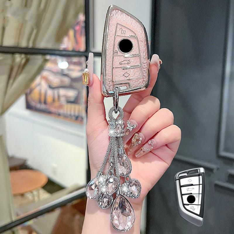 Crystal Pink Tpu Key Case for BMW X1 X3 X5 X6 X7 1 3 5 6 7 Series G20 G30 G11 F15 F16 G01 G02 F48 Smart Remote Car Key Cover Fob