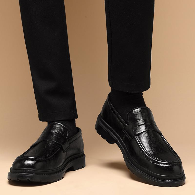 Black men's loafers Minimalist and design style Leisure Business Office Daily Office Party Leather shoes Gentleman adults