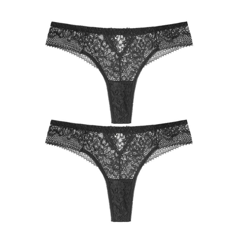 2Pcs/Lot Water-soluble Lace Women Panties Hollow G Strings Embroidery Thongs Low Waist Half Wrapped Hip T-Shaped Bikini Underpants