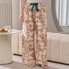 Cotton Silk Family Spring and Autumn Women's Cotton Silk Pajama Pants Wide-leg Pants Thin Artificial Cotton Can Be Worn Outside Casual Home Pants